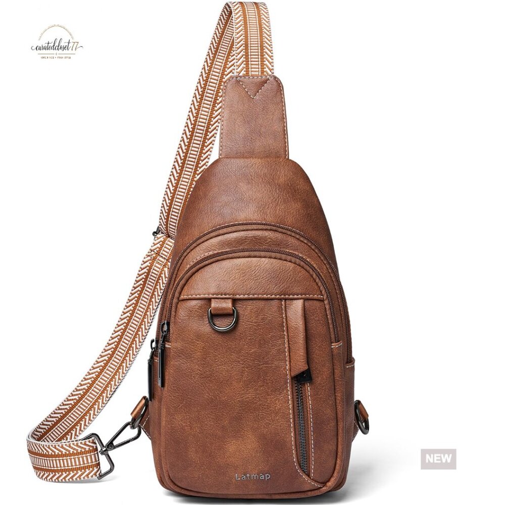 7l Faux Leather Anti-Theft Sling Backpack Crossbody Daypack Travel Bag